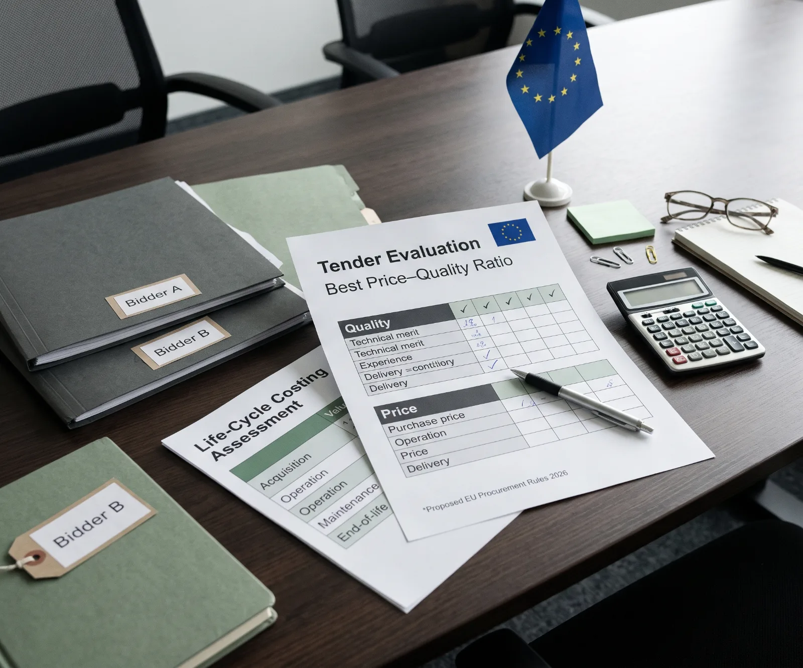 Illustration for the briefing Evaluating Value: Quality, Cost and Competition in Public Procurement